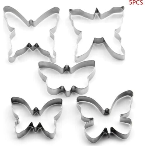 2021 New Easter Butterfly Cookie Cutter 5 Different Shape Stainless Steel Biscuit Cutters