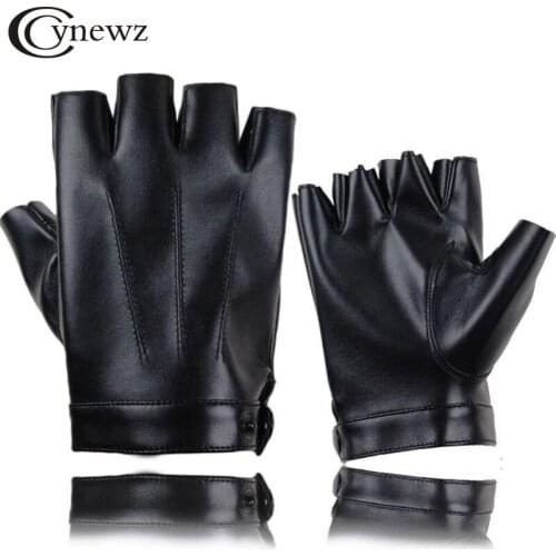 Fingerless Men Gloves PU Leather motor Punk Gloves Male Mittens Black Half Finger Outdoor Driving Gloves Guantes Ciclismo