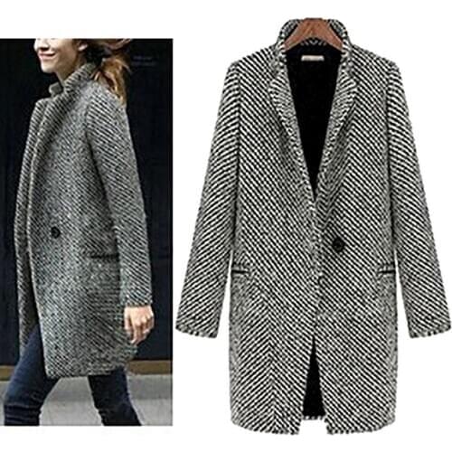 Coat women Long sleeve elegant Autumn Winter Women Solid Color Slim Fit Cardigan Warm Thicken Woolen Midi Coat woman jacket 2020