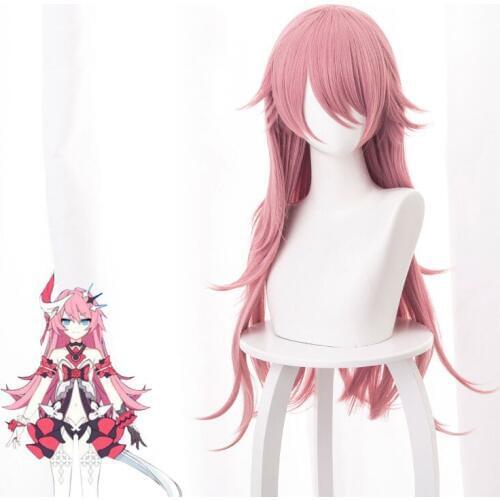 Collapse 3 Valkyrie Rosalia Arlene Pink Warp Long Hair Cos Wig Anime Cosplay Game Fluffy Female Hair Kawaii Wig 75CM
