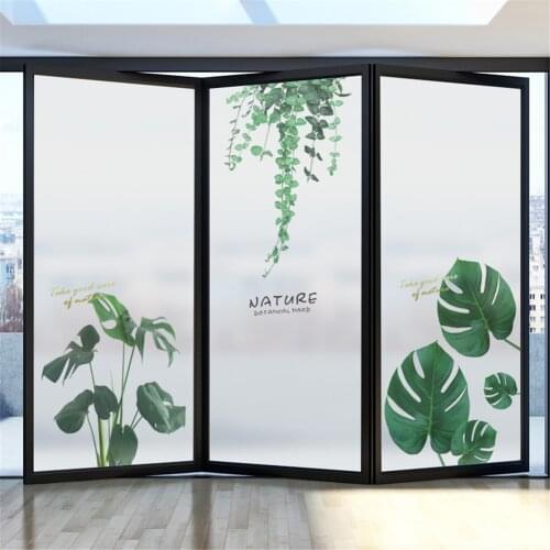 Window Film Privacy Tropical Plants Glass Sticker UV Blocking Heat Control Window Coverings Window Tint for Homedecor