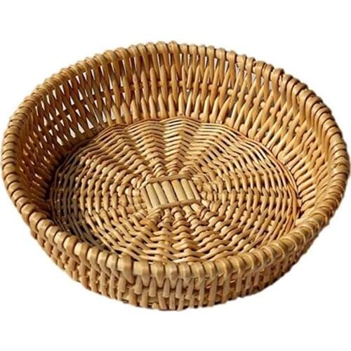 Hand-Woven Basket, Wicker Basket, Food Serving Basket for Bread, Fruit, Vegetable Storage, Gift Basket