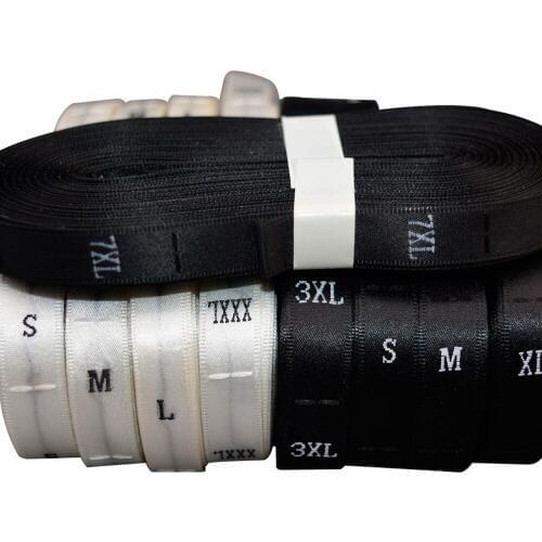 Stock Rolled Satin Size Labels For Clothing Silk Fabric Tags With Size Number Sewing Label For Clothes Xs S M L Xl Xxl Size Tag