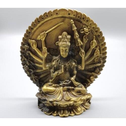 Collectable Chinese Brass Carved Thousand-hand Bodhisattva Guan Yin Kwan-yin Bodhisattva Exquisite Statues