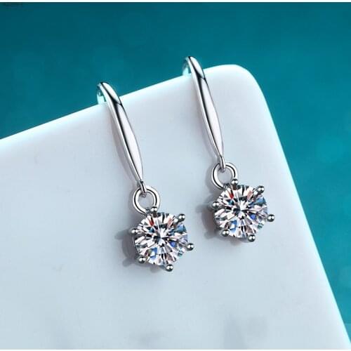 Passed Diamond Test Excellent Moissanite Single Drill Six Claws Earrings 925 Sterling Silver Perfect Cut 1-2Ct Gem Jewelry Gift