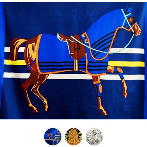 Large Scarf Silk 140 100% Mulberry-Silk Scarf Hand Rolled Edges Animal Print Designer Scarves Wrap 140cm Foulard En Soie 100