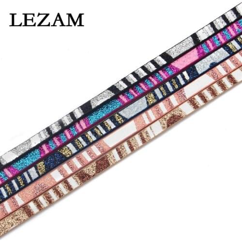 1meter Fashion Jewelry Leather Cord 5*2mm Paillette Powdered Shiny Pu Leather Cord For Bracelet Necklace Jewelry Accessories