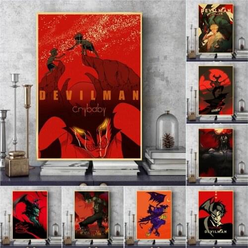 Vintage Anime Series Devilman Crybaby Retro Kraft Paper Poster For Wall Art Home Decor Living Room Pictures