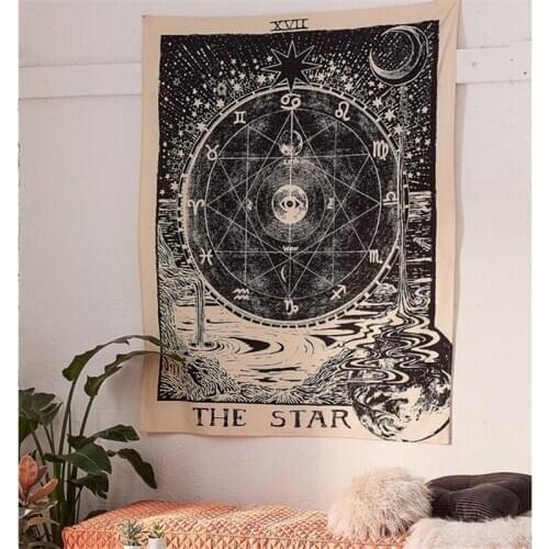 Vintage European Astrology Hippie Tarot Tapestry Mandala Sun And Moon Ouija Polyester Wall Hanging Blanket Travel Beach Yoga Mat