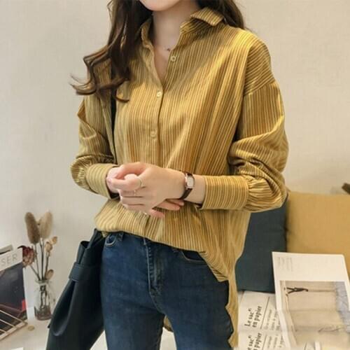 Autumn Long Sleeve Blouse Shirt Women Striped Loose Shirt Female Casual Top Office Lady Shirts