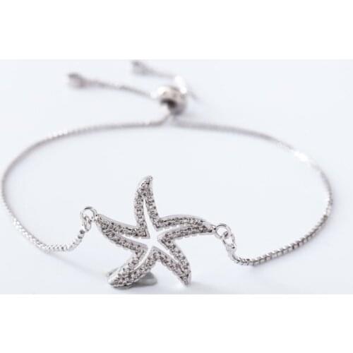 Gold silver Chain micro pave cz rope Cubic Zirconia adjusted Macrame bracelet Bangles starfish gg4234 Charms Women