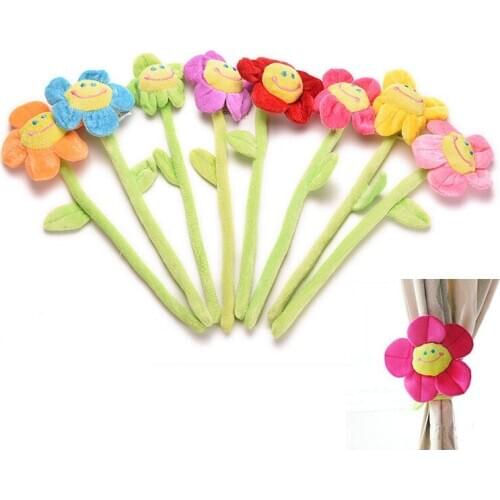 1Pcs Long Cartoon Flower Sunflower Curtain Buckle Hook Clips Children Plush Toys for Wedding Gifts Family Home Decor