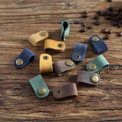 1PCS Portable USB Cable Cord Leather Winder Headphone Case Korean Headset Earphone Wire Desk Manager Organizer