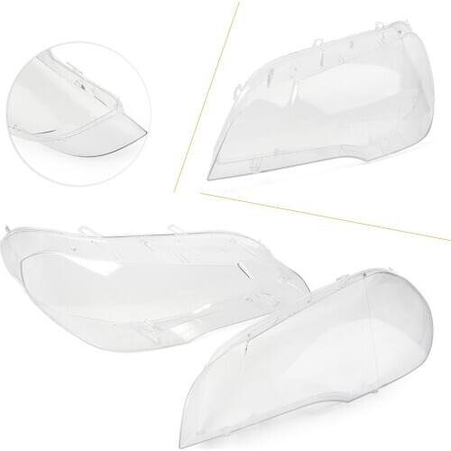 2x Auto Car Headlight Lens Cover Lampshade Shell For BMW X5 E70 2007 2008 2009 2010 2011 2012 2013 Clear