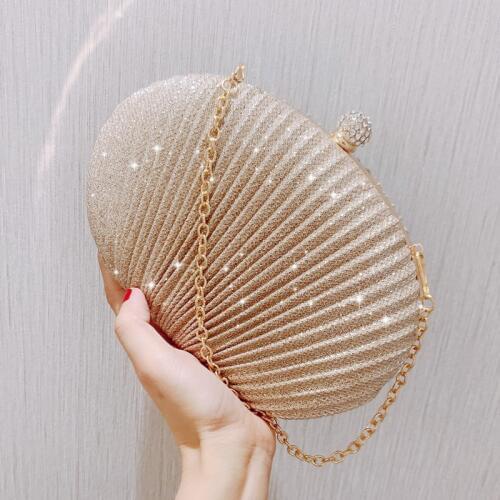 2020 Fashion Women ladies shell Small bag Gold Chain Shoulder Evening Bags Crystal Hasp Party Wedding Clutch purses and handbags