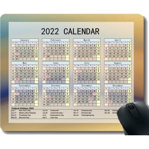 2022 Calendar Mouse Pad,Wavy Light Color Line Anti-Slip Rubber Mousepad with Durable Stitched Edges