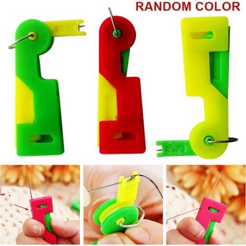 3Pcs Color Random Mini Automatic Needle Threader Sewing Elderly Convenient Threading Guide Device Sewing Tool