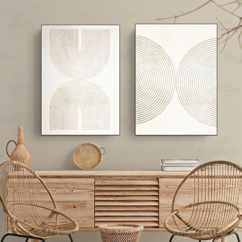 Abstract Wall Art Neutral Tones Mid Century Modern Wall Art Print Neutral Abstract Geometric Digital canvas poster Beige Decor
