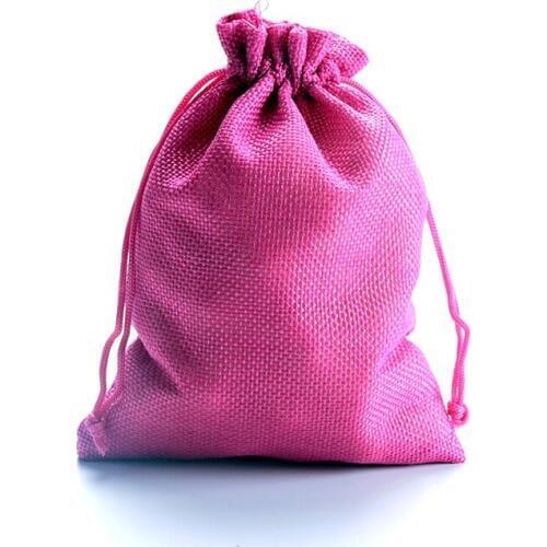 Free Shipping 50pcs/lot 10*14cm Hot Pink Jute Bags Small Candy Gift Bag Incense Storage Linen Bag Jewelry Gifts Packaging Bags