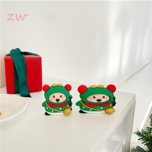 Christmas bear cow earphone protective case for airpods 1 2 pro Santa Claus cute wireless bluetooth headset cover