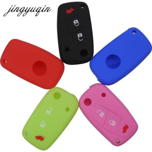 Jingyuqin Flip Remote Car Key Case For FIAT 500 Punto Ducato Stilo Panda Doblo Bravo 3 Button Auto Silicone Key Cover