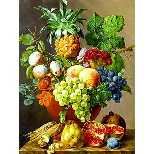 Fruit basket Landscape DIY Cross Stitch Embroidery 11CT Kits Needlework Craft Set Cotton Thread Printed Canvas Home Wholesale