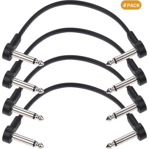 Ggiant AC-8 Guitar Effect Pedal Flat Patch Cables 6 Inch Length with 1/4 Inch Right Angle Connectors Patch Cable Kit 4 Packs