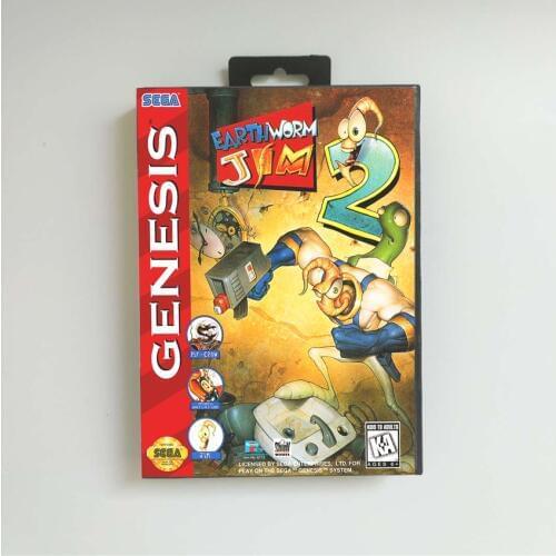 Earthworm Jim 2 - USA Cover With Retail Box 16 Bit MD Game Card for Sega Megadrive Genesis Video Game Console