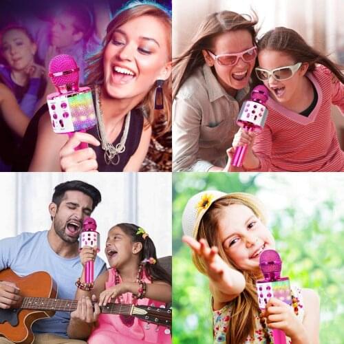 WS858 Bluetooth-compatib Karaoke Microphone For Kids Toys Wireless Portable Karaoke Machine Handheld Mic Speaker Home Party SING