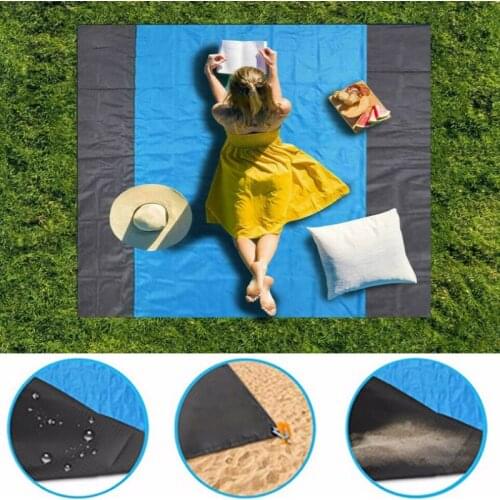 2x2.1m Waterproof Pocket Beach Blanket Folding Camping Mat Mattress Portable Lightweight Mat Outdoor Picnic Mat Sand Beach Mat