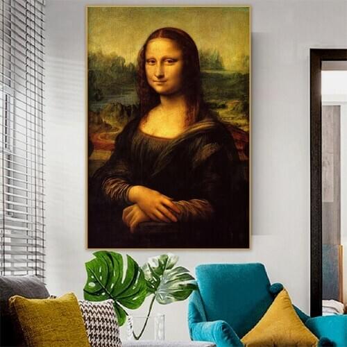 The Mona Lisa Famous Art Canvas Paintings Wall Art Posters and Prints Classical Art By Leonardo Da Vinci Picture for Living Room