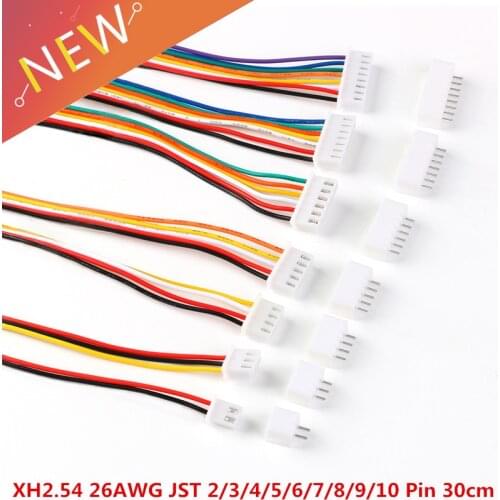 10Sets JST XH2.54 XH 2.54mm Wire Cable Connector 2/3/4/5/6/7/8/9/10 Pin Pitch Male Female Plug Socket 30cm Wire Length 26AWG