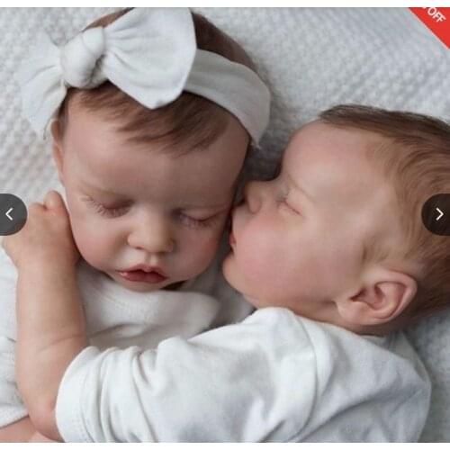 50CM Reborn Baby Cute Twin Doll Simulation Doll Full Glue Doll 20"Twins A B