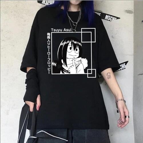 My Hero Academia Cute Anime T Shirt Women Casual Harajuku Tee Oversize Female T-Shirt Summer Tsuyu Asui Froppy T Shirts