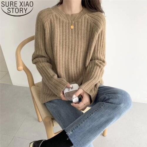 Fashion Ladies Autumn and Winter Sweater Women 2021 New Korean Women Sweaters Pullover Loose Solid 7 Colors O-Neck Sweater 11862