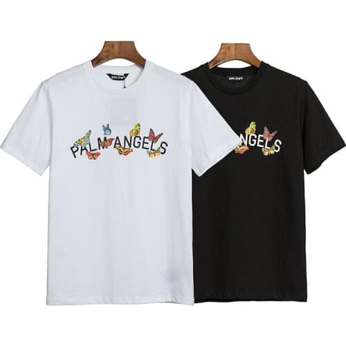 Mens New Products Palm Angels 2020SS Color Butterfly Letter Printing Mens T-shirt