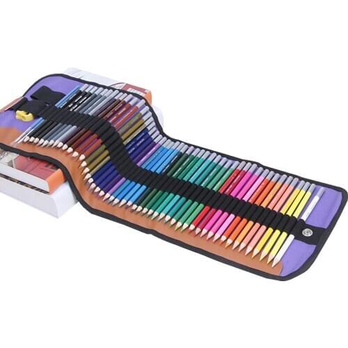 DASEN 48 Colors Watercolor Pencils Set with Roll Pencil Case Drawing Colour Pencil Crayon De Couleur Rainbow School Art Pencils