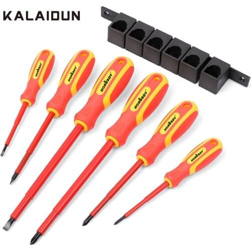 KALAIDUN 6Pcs Insulated Screwdriver Set Magnetic Phillips Slotted Screw Bits 1000V Volts For Electrician Multi-tool Hand Tools