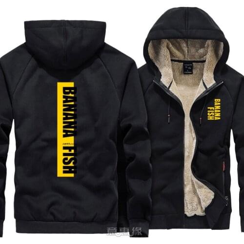 New banana fish Hoodie Aslan Jade Callenreese Coat Jacket Winter Men Thick Zipper Sweatshirt