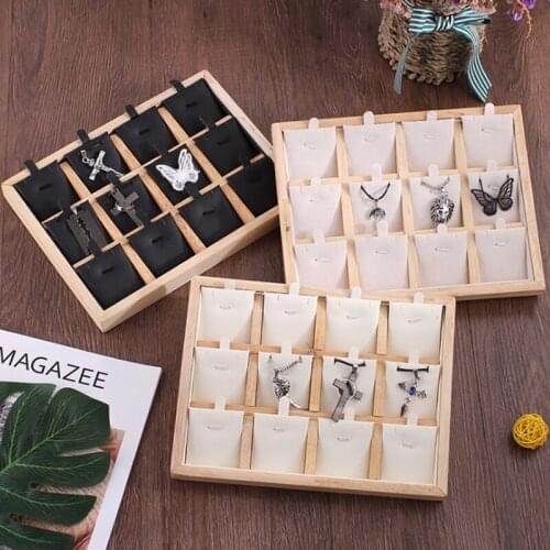 New 12 lattice Jewelry Display WoodTray Necklace Holder Pendant Storage Box Ring Earring Case Bracelet Organizer Bangle Showcase