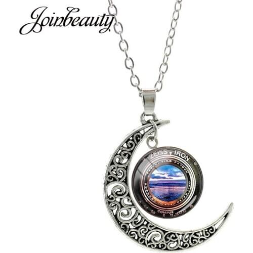 JOINBEAUTY Camera Photo Beautiful Scenery Night Sky Stars Black Hole Moon Pendant Necklace Jewelry Glass Retro Antique T91-20