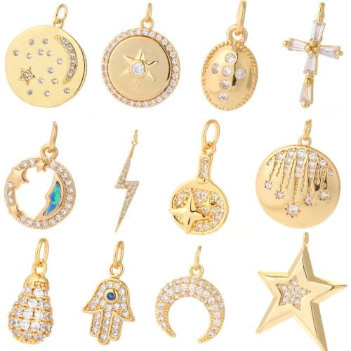 Star Pendant Charms for Jewelry Making Designer Charms Geometric Round Rectangle Dangle Charm Diy Earrings Neckalce Bracelet
