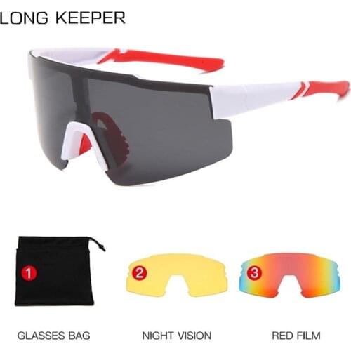 Polarized Sunglasses for Men Oversized Sport Mirrored Lens Goggles Windproof UV400 Protection Male Night Vision Driving Eyewear