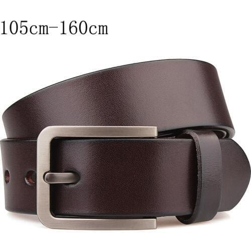 Men cow genuine leather luxury strap heavy duty casual masculinos 3.8cm thick wide XL square adjustable buckle sport belt 150