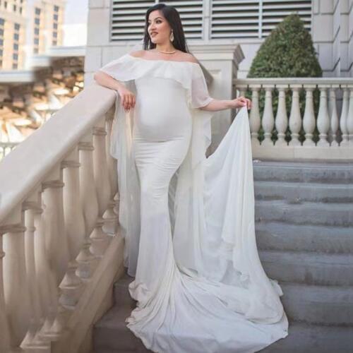 Shawl Shoulderless Maternity Dresses For Photo Shoot Pregnancy Dress Photography Maternity Photography Props Fishtail Maxi Dress