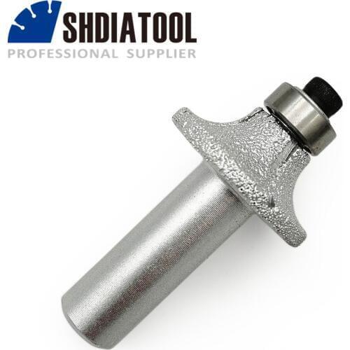 SHDIATOOL Vacuum brazed diamond router bits for stone Radius 8mm 12.7mm shank for edge profile No.7
