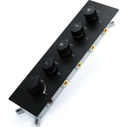 Bathroom Brass Shower Faucets Concealed Shower Mixer Tap Black Wall Valves Thermostatic Shower Controller Bath Accessories