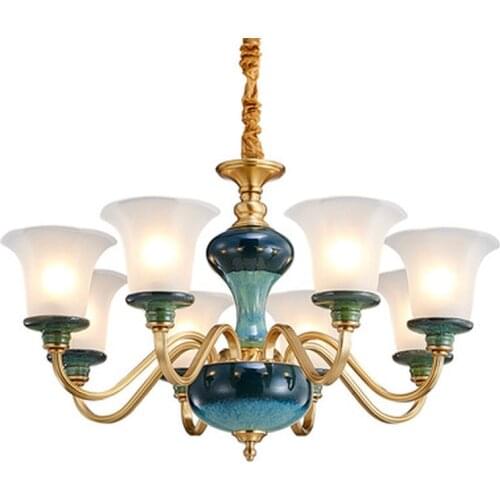 Modern Copper Led Chandelier Lighting Lustre Ceramic Living Room Led Pendant Chandeliers Light Dining Room Hanging Lamp Fixtures