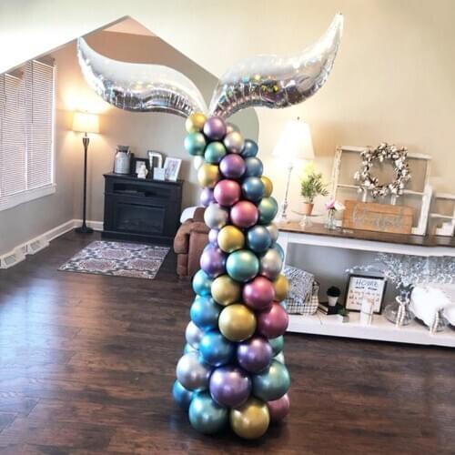 42pcs Mermaid Tail Balloon Garland Chrome Metallic Latex Balloons Globos Little Mermaid Party Supplies Kids Birthday Decorations