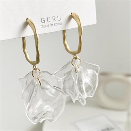 YANGLIUJIA Korea Fashion Temperament Transparent Petals Earrings Female Elegant Joker retro earrings jewelry, gift accessories